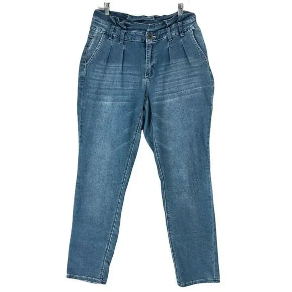 Ashley Stewart Womens Jeans 14 Skinny Pants Mid Rise Denim Ruffle Waist  Stretch